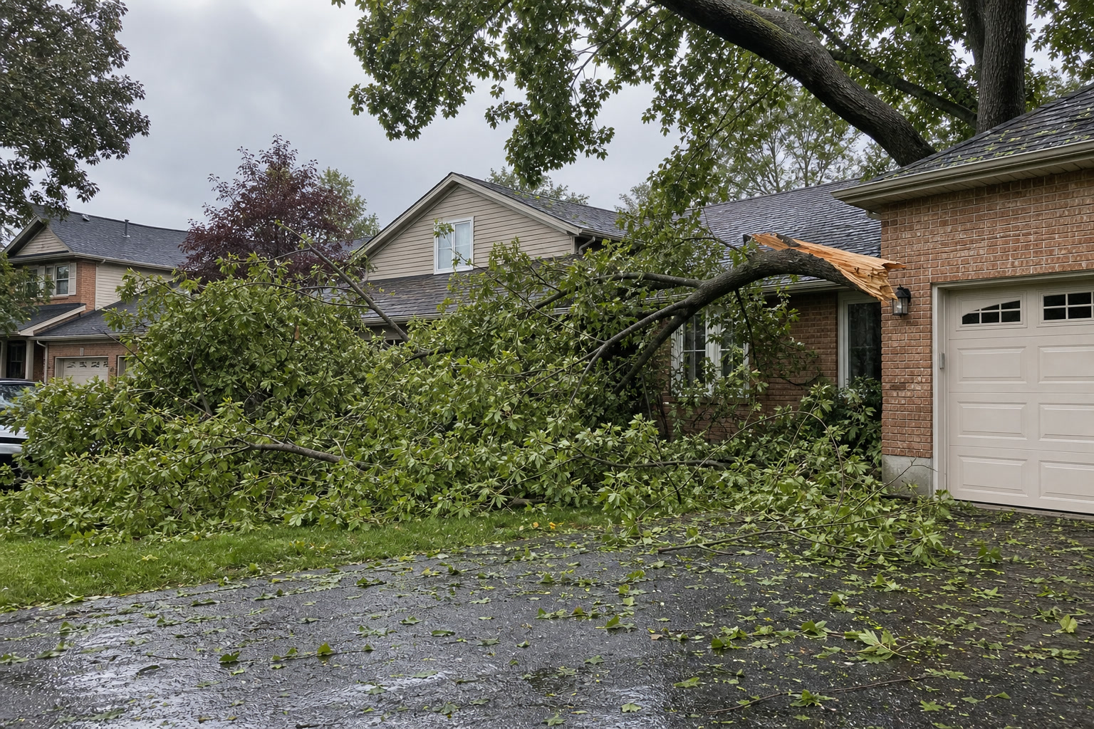 Storm damage blocking driveway