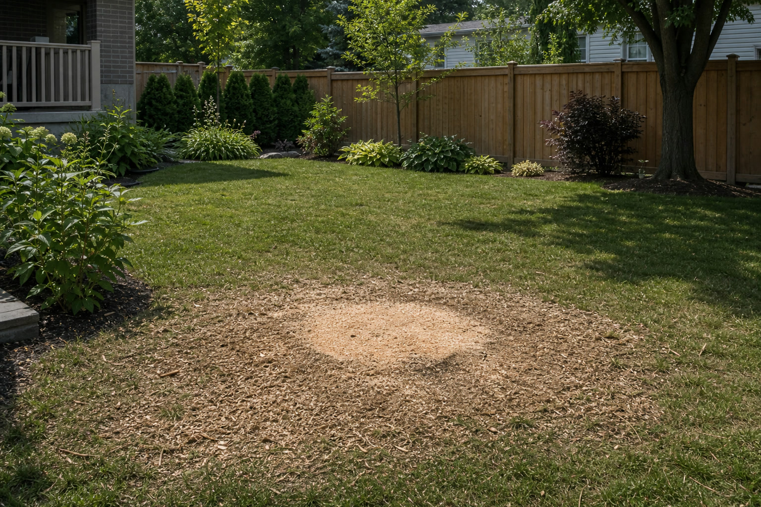 Stump grinding and lawn restoration — Pickering